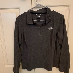 Gray 3/4 zip North Face fleece sweater